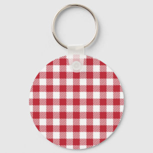 Klassisches rot-weißes Gingham-Karo-Muster Schlüsselanhänger