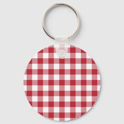 Klassisches rot-weißes Gingham-Karo-Muster Schlüsselanhänger (Vorderseite)