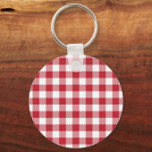 Klassisches rot-weißes Gingham-Karo-Muster Schlüsselanhänger (Vorderseite)