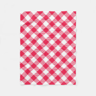 Klassisches rot-weißes Gingham-Muster Rustikal Fleecedecke