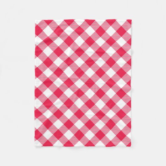 Klassisches rot-weißes Gingham-Muster Rustikal Fleecedecke (Vorderseite)