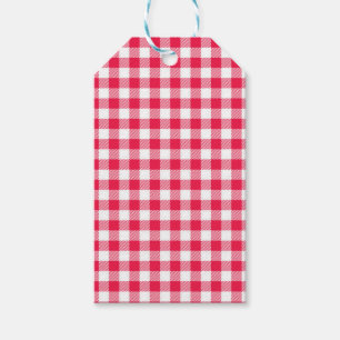 Klassisches rot-weißes Gingham-Muster Rustikal Geschenkanhänger