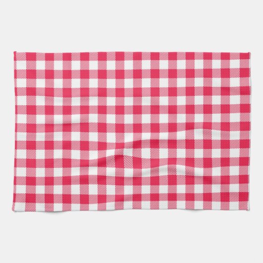 Klassisches rot-weißes Gingham-Muster Rustikal Geschirrtuch (Horizontal)