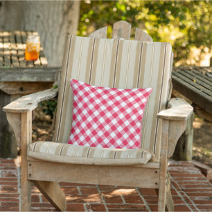 Klassisches rot-weißes Gingham-Muster Rustikal Kissen