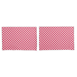 Klassisches rot-weißes Gingham-Muster Rustikal Kissenbezug