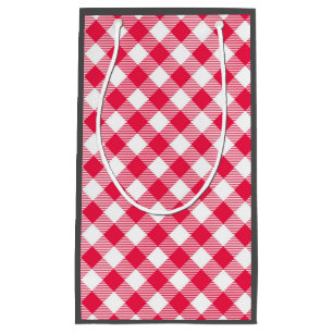 Klassisches rot-weißes Gingham-Muster Rustikal Kleine Geschenktüte