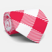 Klassisches rot-weißes Gingham-Muster Rustikal Krawatte (Gerollt)