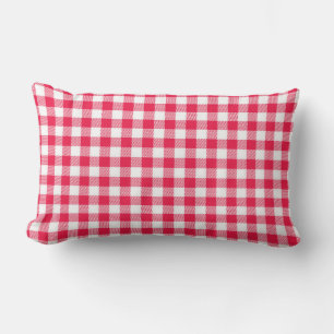 Klassisches rot-weißes Gingham-Muster Rustikal Lendenkissen