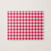 Klassisches rot-weißes Gingham-Muster Rustikal Puzzle (Horizontal)