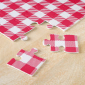 Klassisches rot-weißes Gingham-Muster Rustikal Puzzle (Seite)