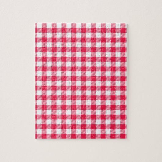 Klassisches rot-weißes Gingham-Muster Rustikal Puzzle (Vertikal)