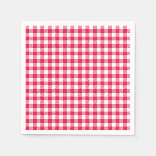 Klassisches rot-weißes Gingham-Muster Rustikal Serviette (Vorderseite)