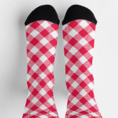 Klassisches rot-weißes Gingham-Muster Rustikal Socken (Oben)