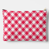 Klassisches rot-weißes Gingham-Muster Rustikal Zubehörtasche (Rückseite)