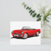 Klassisches Rotes Auto Postkarte (Stehend Vorderseite)