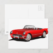 Klassisches Rotes Auto Postkarte (Vorne/Hinten)