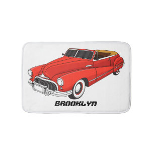 Klassisches rotes Automobil von 1948 Badematte