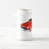 Klassisches rotes Automobil von 1948 Bierglas (Vorderseite Links)