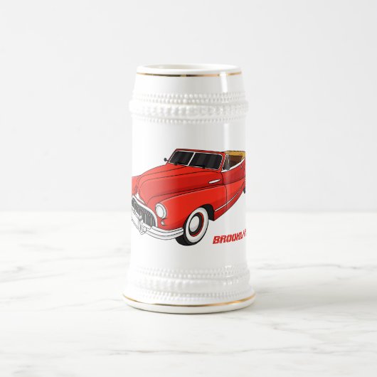 Klassisches rotes Automobil von 1948 Bierglas (Mittel)