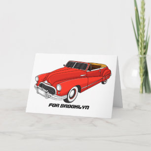 Klassisches rotes Automobil von 1948 Feiertagskarte