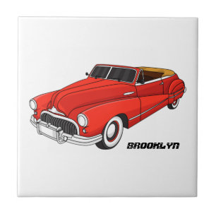 Klassisches rotes Automobil von 1948 Fliese