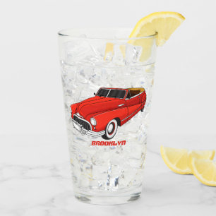Klassisches rotes Automobil von 1948 Glas
