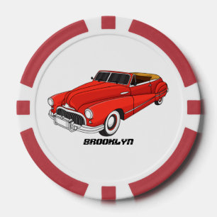 Klassisches rotes Automobil von 1948 Pokerchips