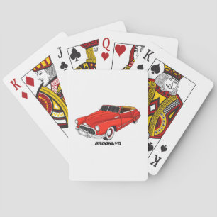 Klassisches rotes Automobil von 1948 Spielkarten