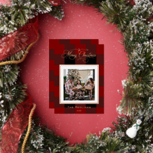 Klassisches rotes Buffalo-Karo-Wochenende-Christma Folien Feiertagskarte