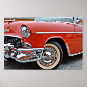 Klassisches rotes Cabrio Bel Air Oldtimer Poster