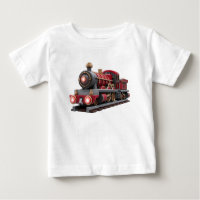 Klassisches rotes Dampflok-T-Shirt für Abenteuer-K