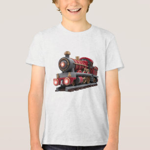 Klassisches rotes Dampflok-T-Shirt für Abenteuer-K Tri-Blend Shirt