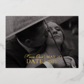 Klassisches Rotes Foto und Foil Wedding speichern  Folieneinladung (Vorderseite)