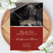 Klassisches Rotes Foto und Foil Wedding speichern  Folieneinladung