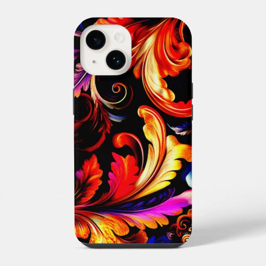 Klassisches rotes gemustertes Muster iPhone Hülle (Rückseite)