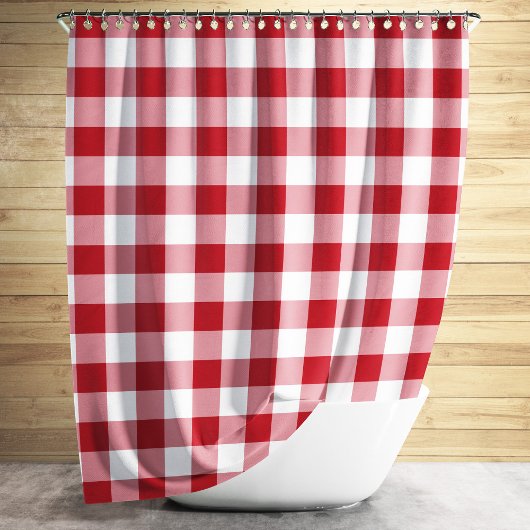 Klassisches rotes Gingham-Karo Duschvorhang