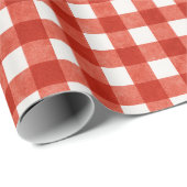 Klassisches rotes Gingham-Karo-Weihnachten Geschenkpapier (Rolleneckpunkt)