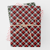 Klassisches Rotes Grün Schwarz-weiß Gingham Geschenkpapier Set (Beispiel)