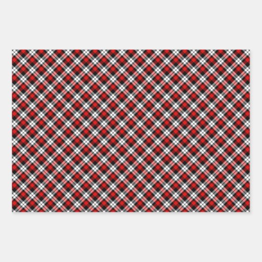 Klassisches Rotes Grün Schwarz-weiß Gingham Geschenkpapier Set (Vorderseite)