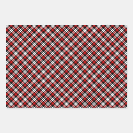 Klassisches Rotes Grün Schwarz-weiß Gingham Geschenkpapier Set (Vorderseite 2)