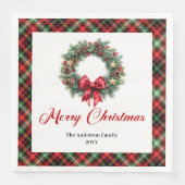 Klassisches rotes grünes Karo-Weihnachtsservietten Serviette (Vorderseite)