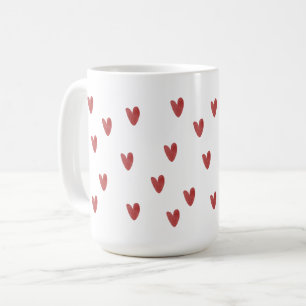 Klassisches rotes Herzmuster Weiß Kaffeetasse