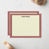 Klassisches rotes Kariertes Muster mit Ihrem Namen Mitteilungskarte (Vorderseite/Rückseite Beispiel)