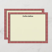 Klassisches rotes Kariertes Muster mit Ihrem Namen Mitteilungskarte (Vorne/Hinten)