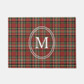 Klassisches rotes Karo Monogramm Weihnachten Feier Fußmatte (Vorderseite)