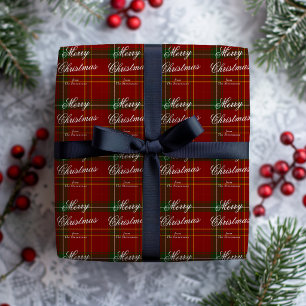 Klassisches rotes Karo personalisiertes Frohe Weih Geschenkpapier