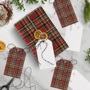Klassisches rotes Karo Von Bis Vintage-Feiertag Geschenkanhänger