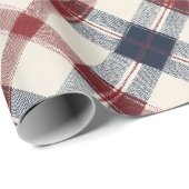 Klassisches rotes Marine-Erbe-Tartan-Karomuster Geschenkpapier (Rolleneckpunkt)