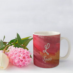 Klassisches Rotes Monogramm Kaffeetasse