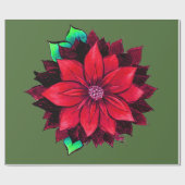 KLASSISCHES ROTES POINSETTIA Packpapier (Flach)